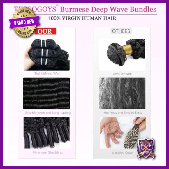 Burmese Deep Wave Human Hair Bundles 20-24 Inch Virgin Hair Quick Weave main image 5